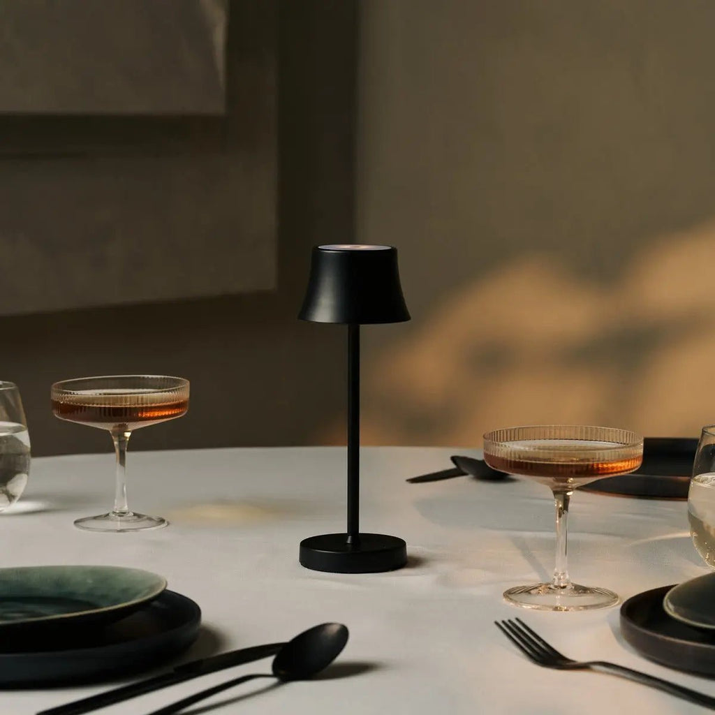De Pijp Mini Midnight Black Rechargeable Table Lamp | Wireless Charging & Dimmable - LUXONAS HOME