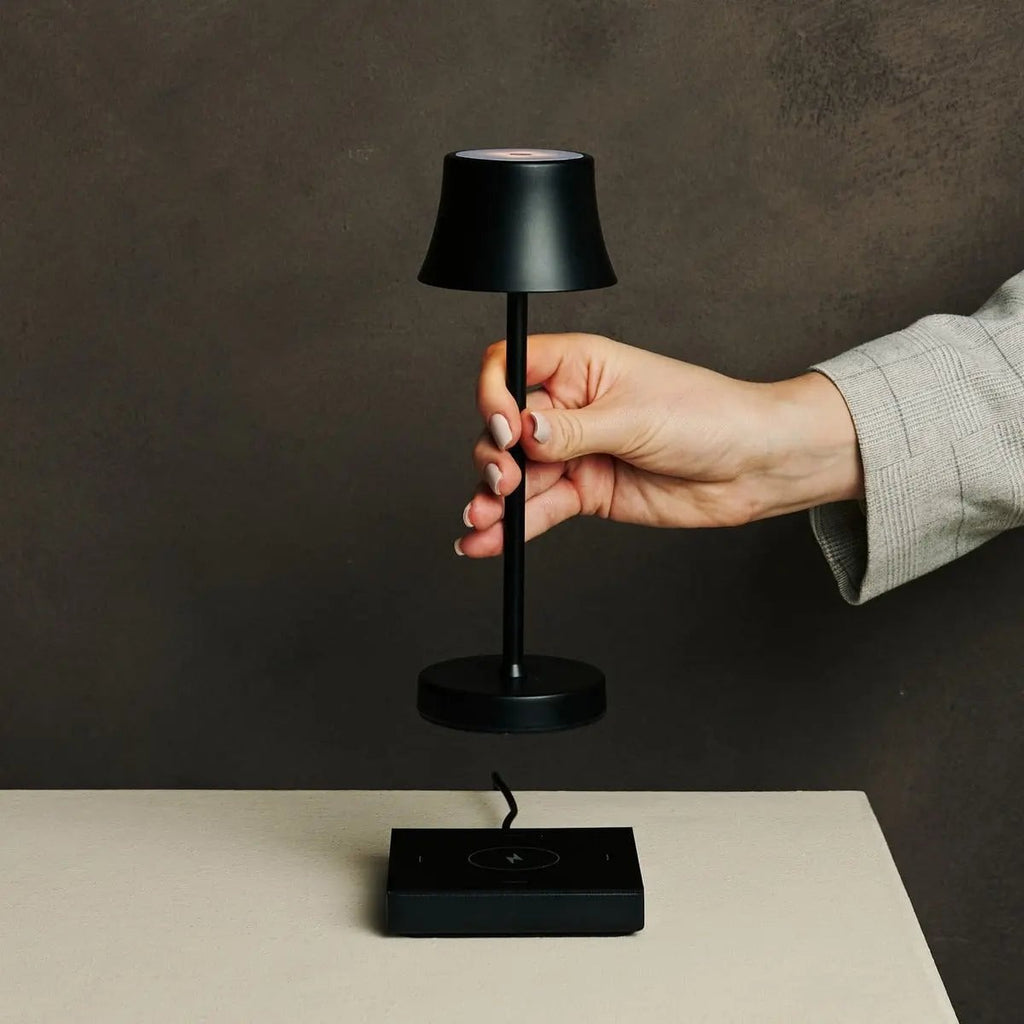De Pijp Mini Midnight Black Rechargeable Table Lamp | Wireless Charging & Dimmable - LUXONAS HOME