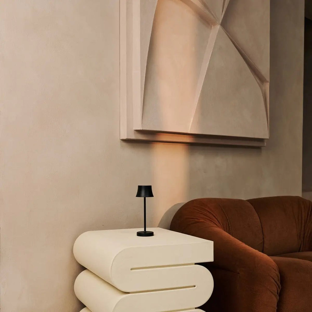 De Pijp Mini Midnight Black Rechargeable Table Lamp | Wireless Charging & Dimmable - LUXONAS HOME