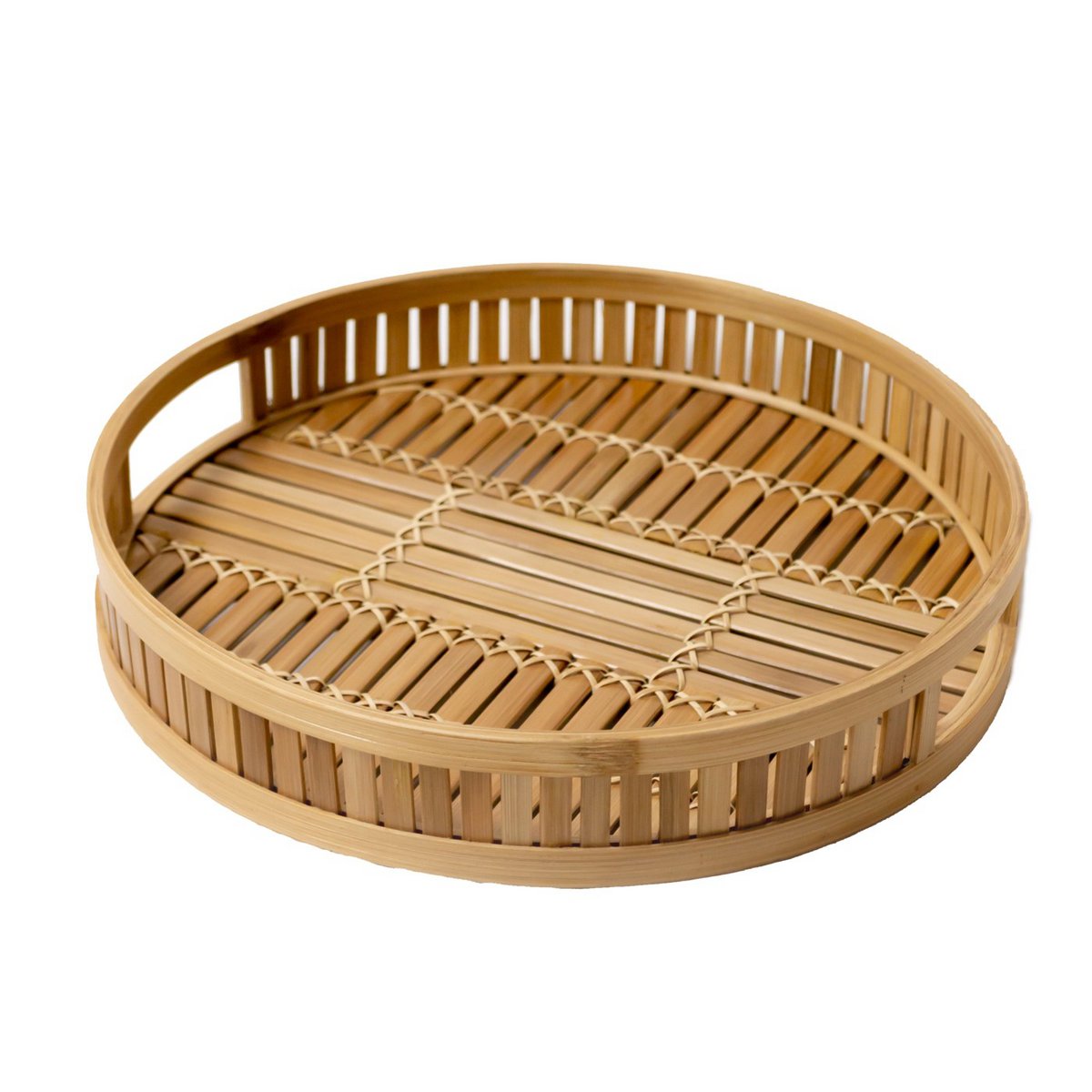 Decorative Bamboo Serving Tray, Round Ø 40 cm SENAYAN - LUXONAS HOME