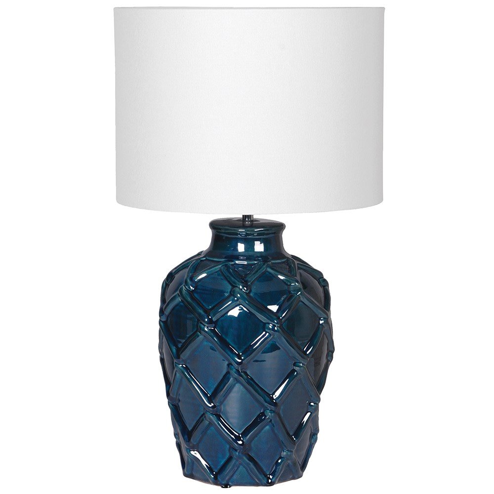 Deep Blue Rope Ceramic Table Lamp - LUXONAS