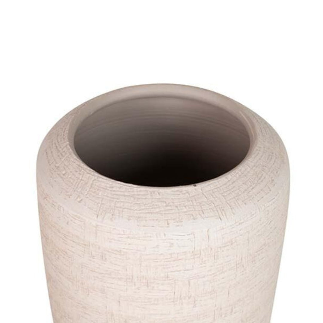 Distressed Ceramic Vase - Off White Elegance - LUXONAS