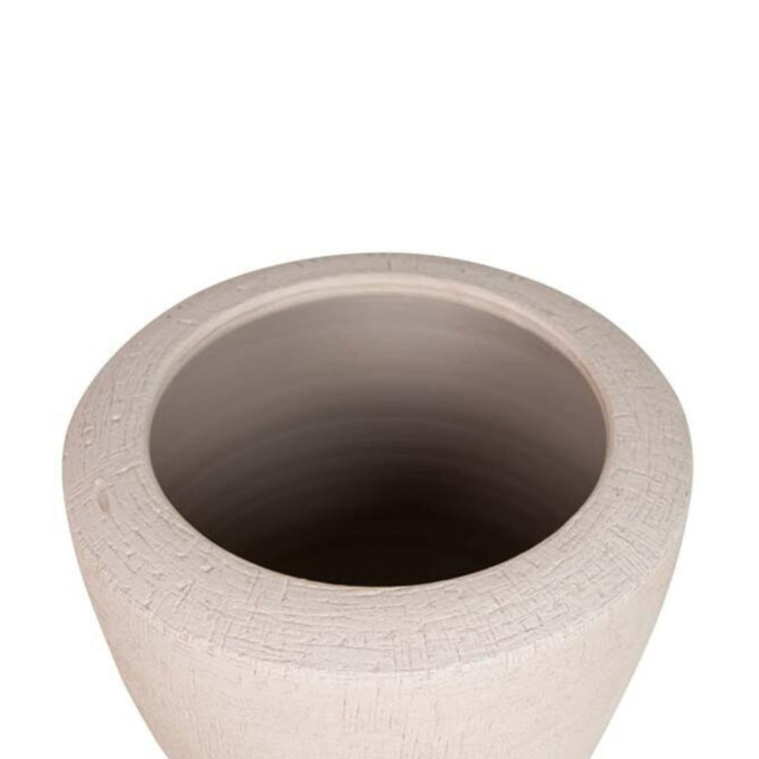 Distressed Ceramic Vase - Off White Elegance - LUXONAS