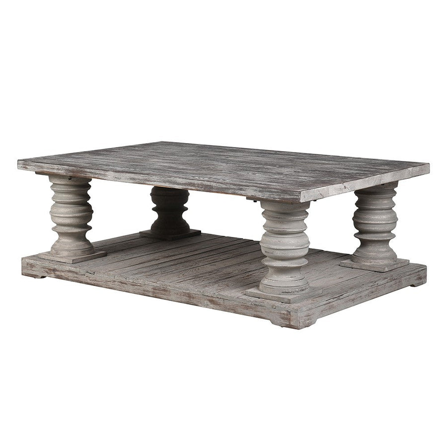 Distressed Chunky Wooden Coffee Table Made from Pine