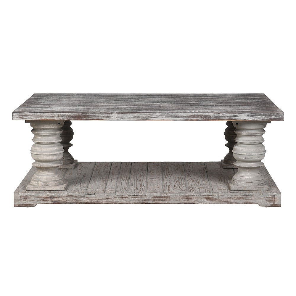Distressed Chunky Wooden Coffee Table Made from Pine - LUXONAS HOME
