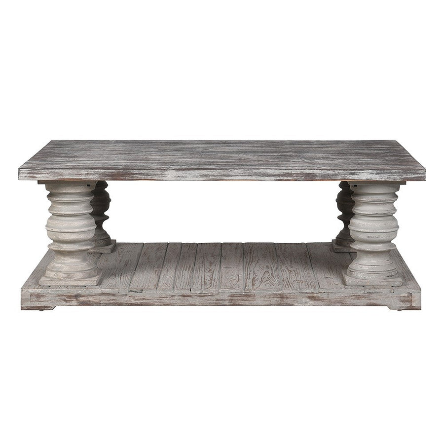 Distressed Chunky Wooden Coffee Table Made from Pine