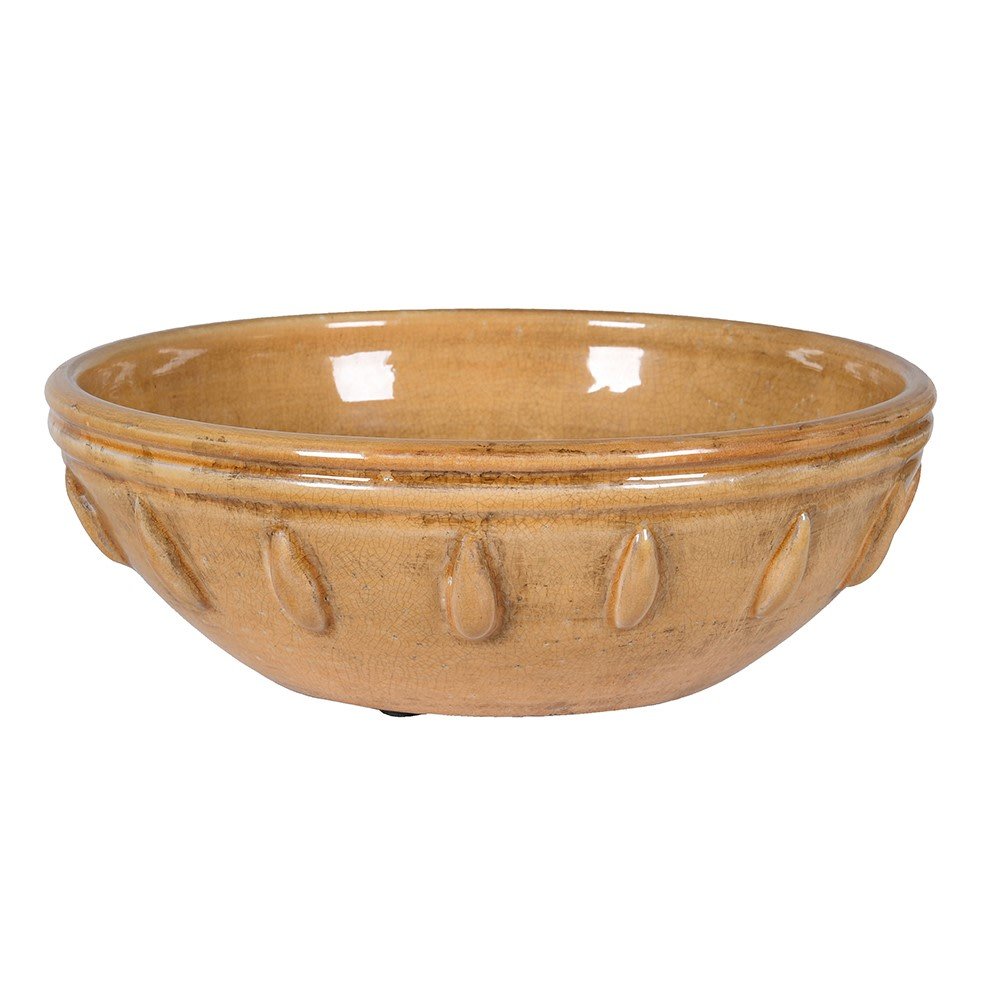 Distressed Mustard Ceramic Spike Bowl