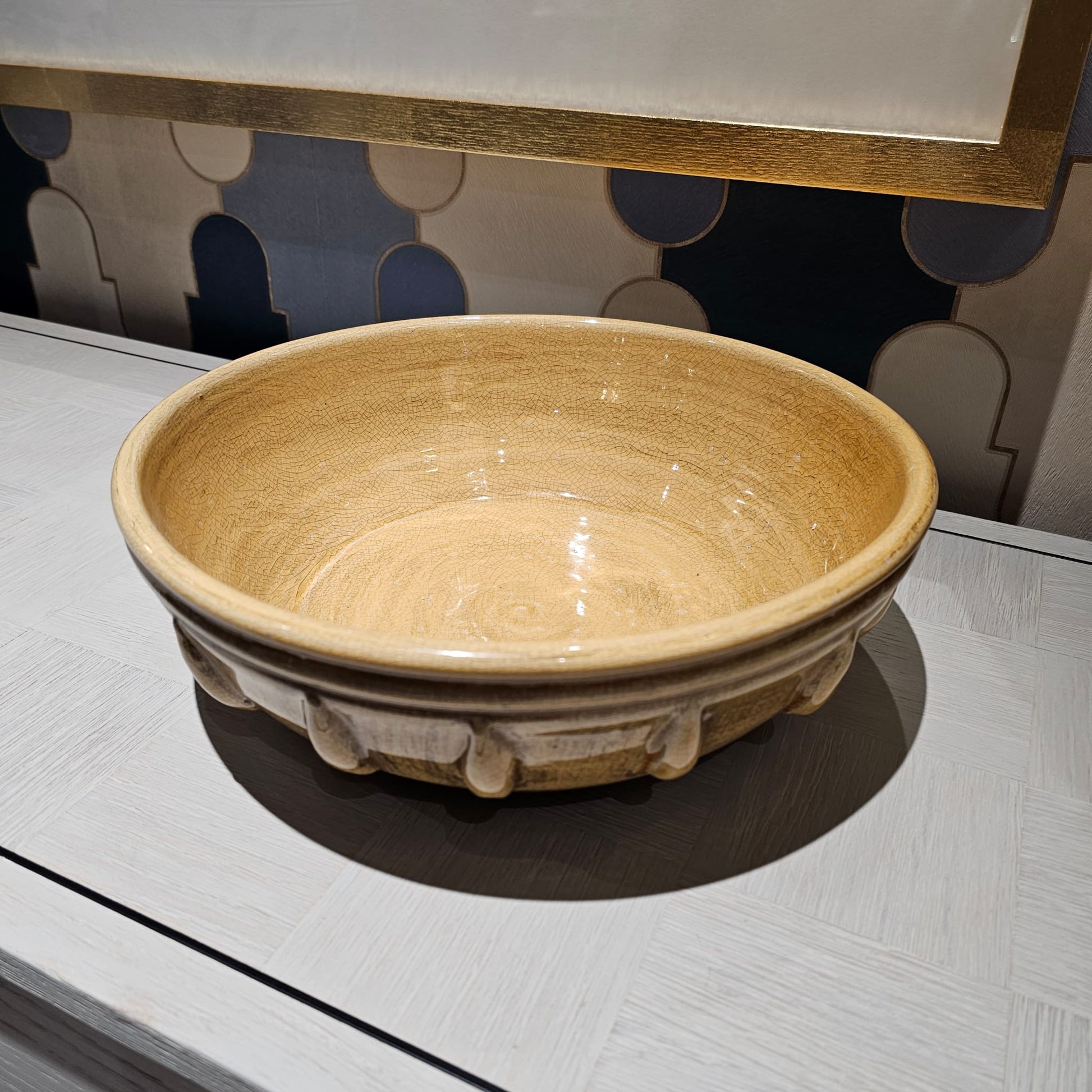 Distressed Mustard Ceramic Spike Bowl - LUXONAS