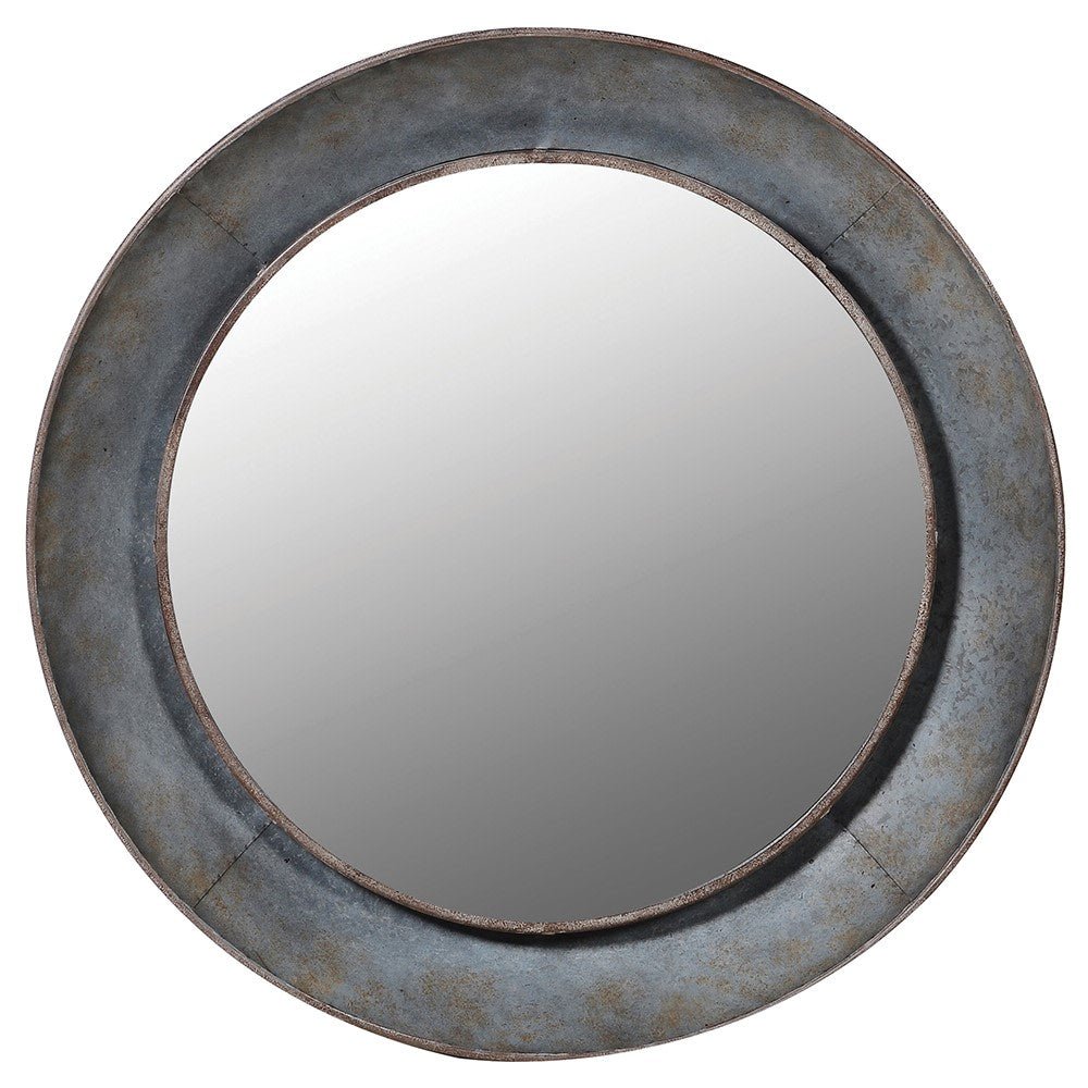 Distressed Round Wall Mirror - LUXONAS