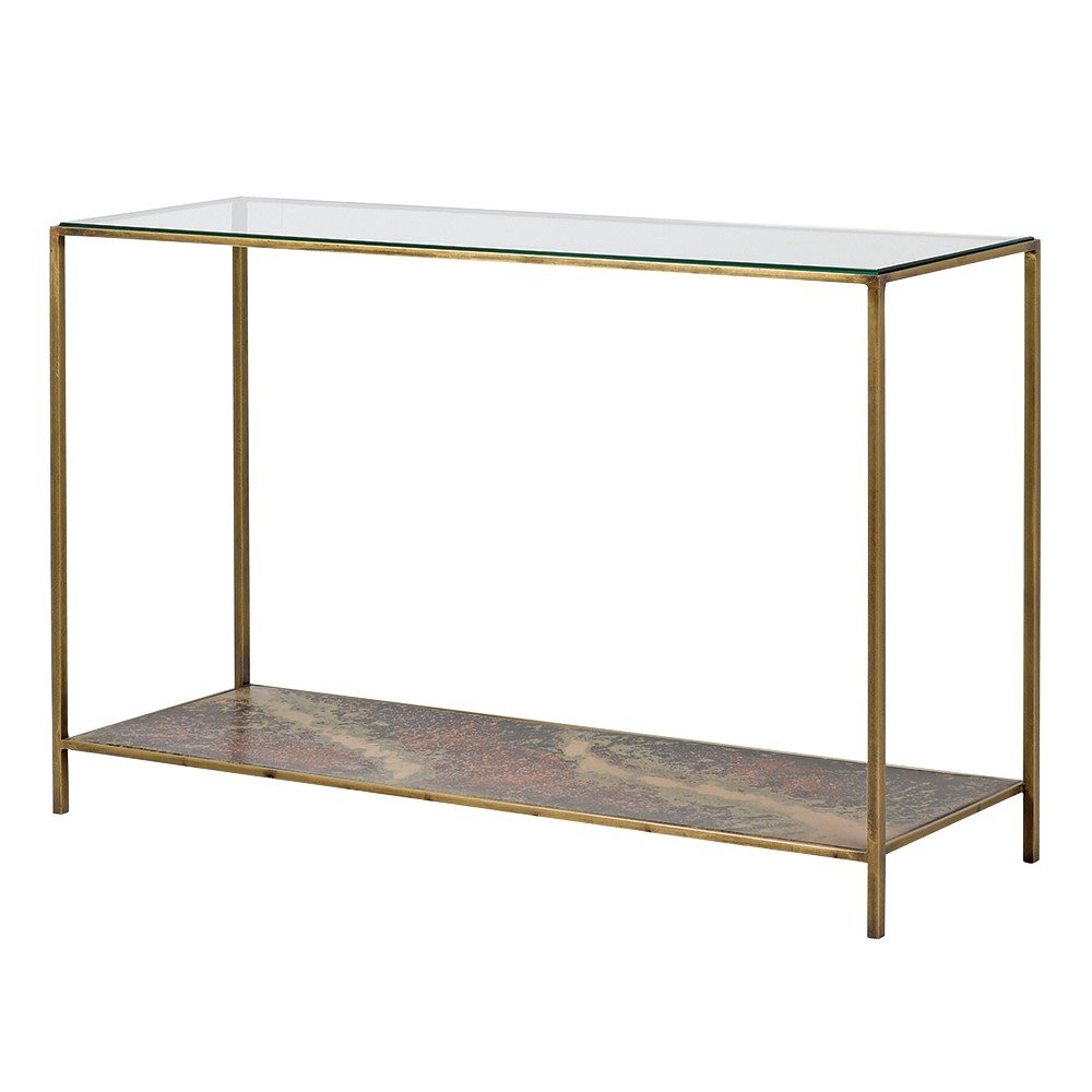 Dixo Iron Console Table with Glass Top - LUXONAS