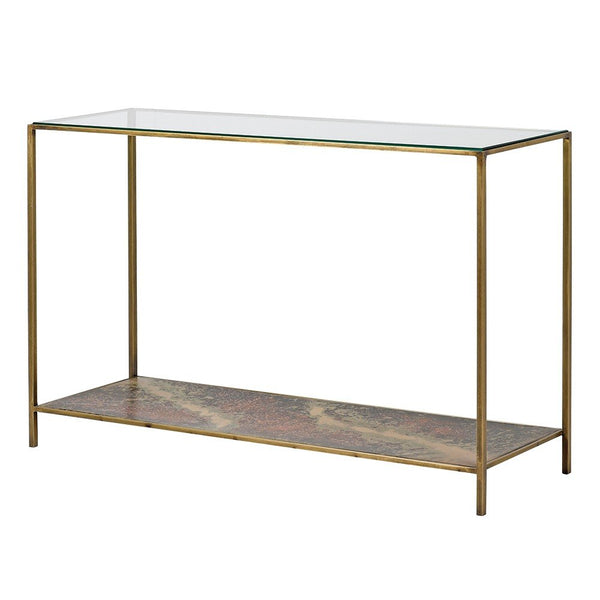 Dixo Iron Console Table with Glass Top