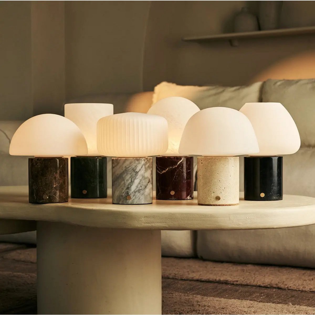 Dou Black – Nero Marquina Marble Rechargeable Table Lamp | Battery, Dimmable & Interchangeable Lampshade - LUXONAS HOME