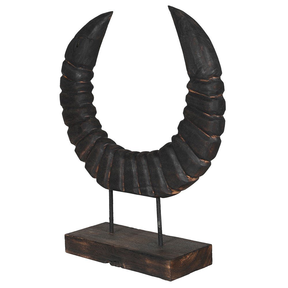 Dual Horn Deco on Stand - Elegant Wood Decor - LUXONAS