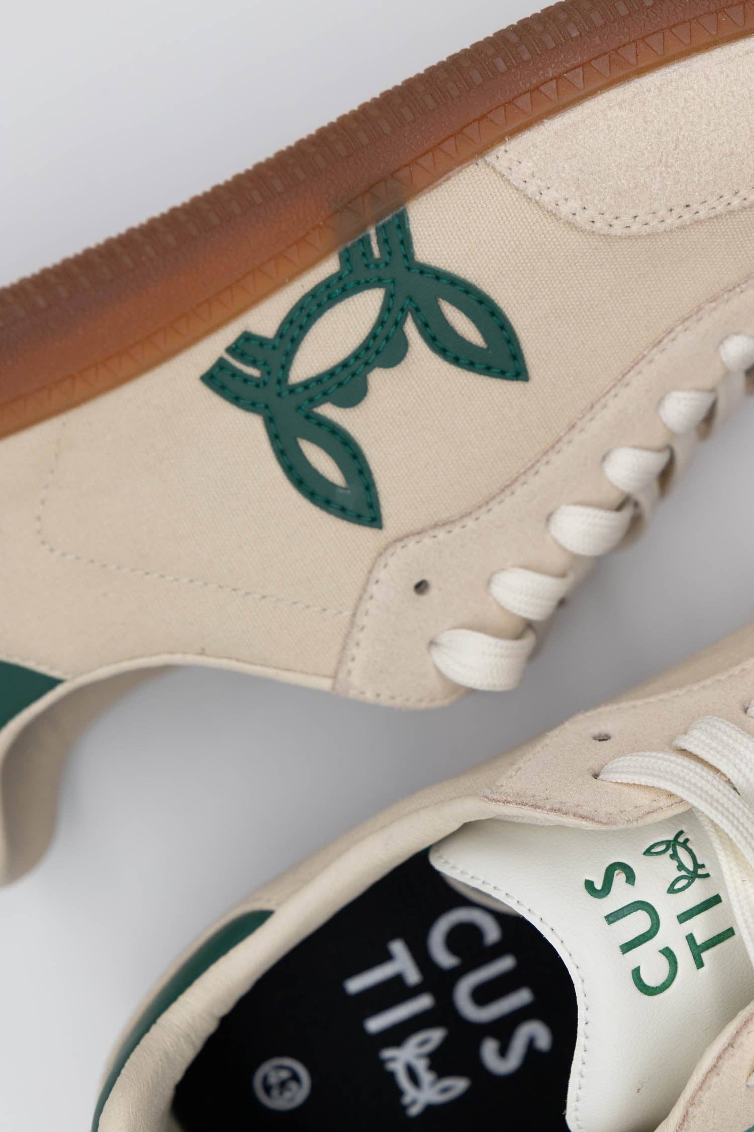 Light Beige Suede Casual Sneakers by Custi Mikelo with Interchangeable Laces