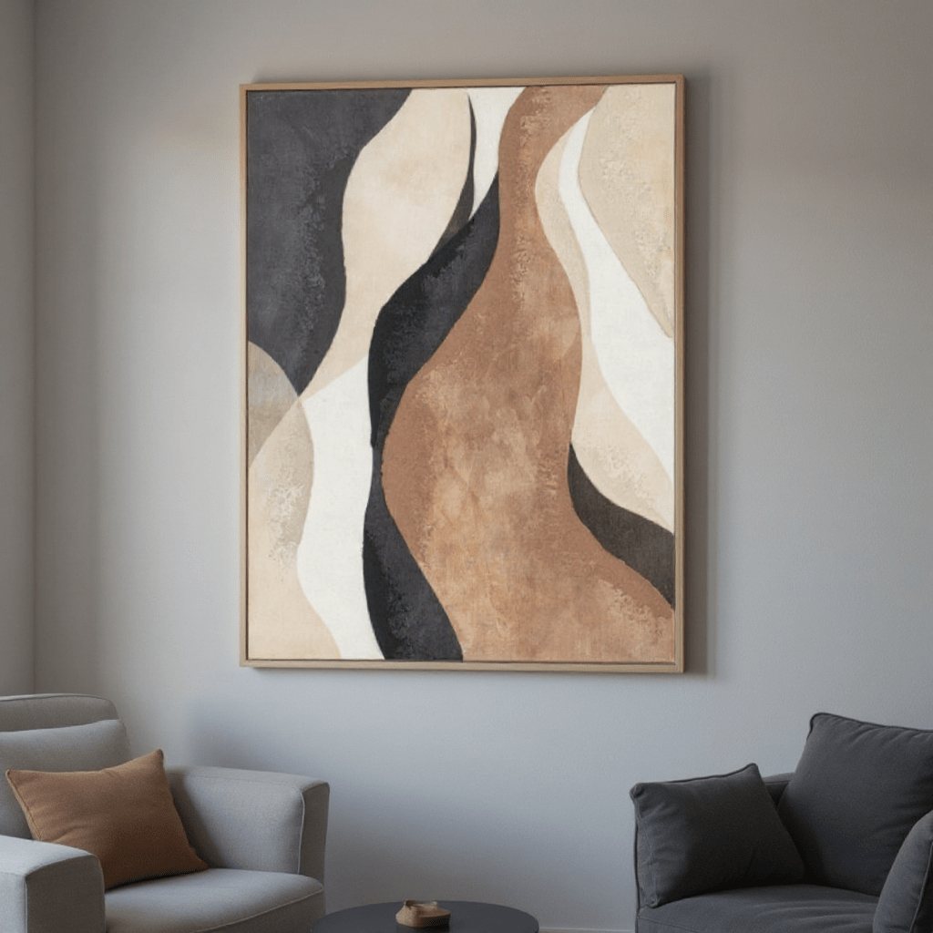 Earth Tones Abstract Picture - Hand Painted Canvas Art - LUXONAS