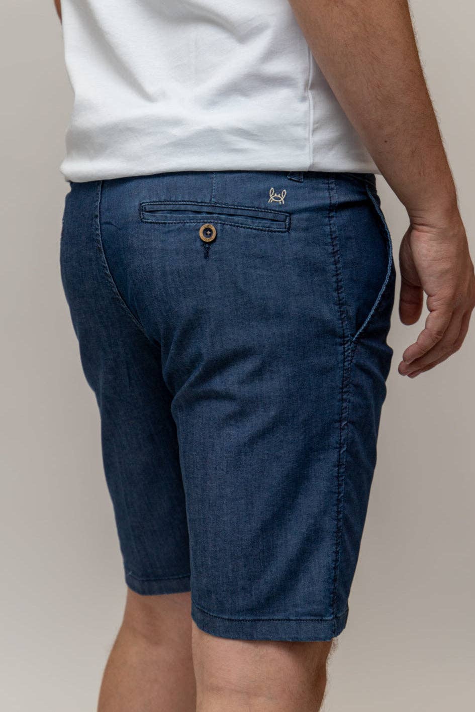 Elastic Stone Wash Denim Bermuda Shorts with Tencel Blend - LUXONAS HOME