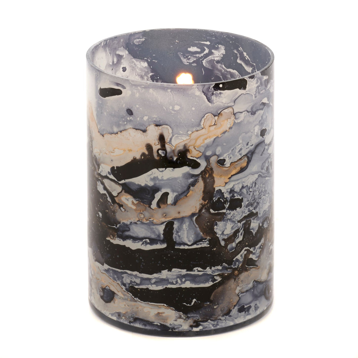 Elegant Black & Gold Marble Candleholder for Stylish Home Decor