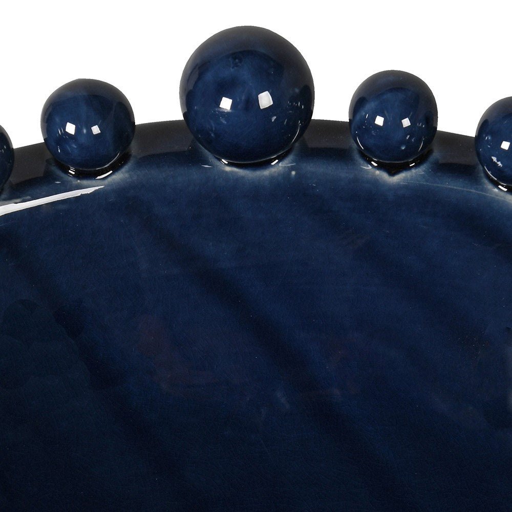 Elegant Blue Ceramic Bowl with Decorative Rim Spheres - LUXONAS HOME