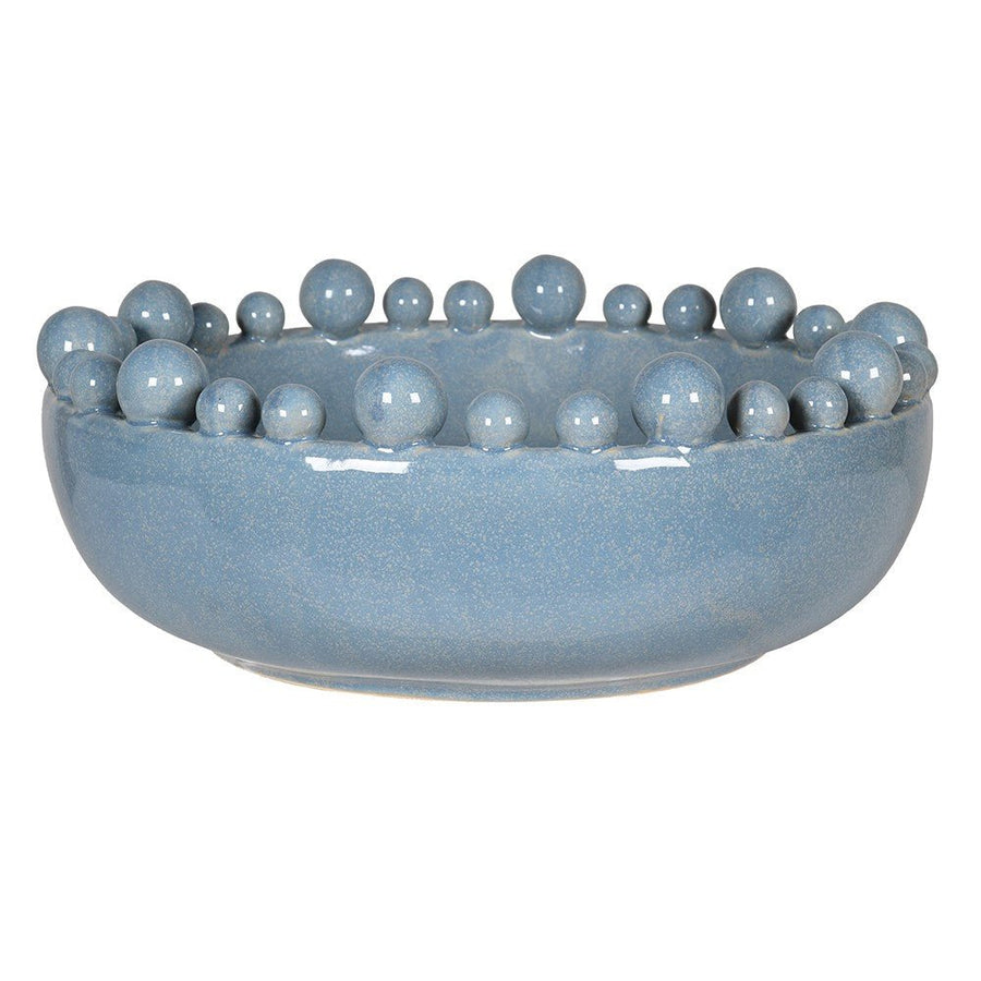Elegant Blue Sands Ceramic Bowl with Decorative Rim Accent Balls
