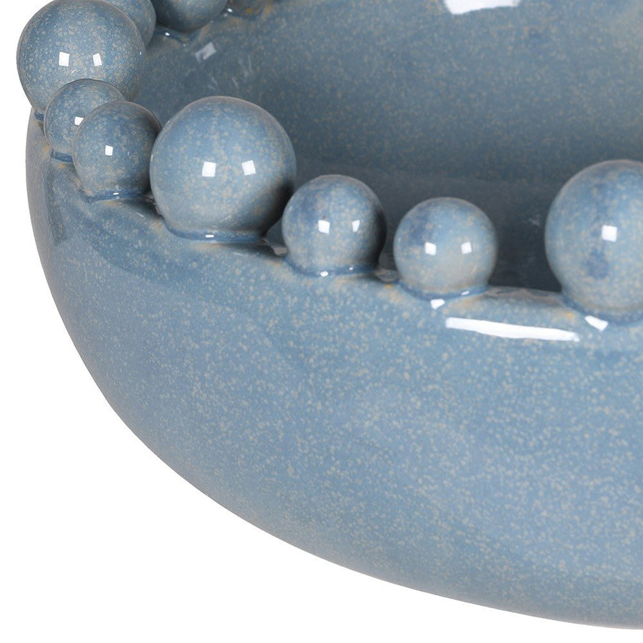 Elegant Blue Sands Ceramic Bowl with Decorative Rim Accent Balls