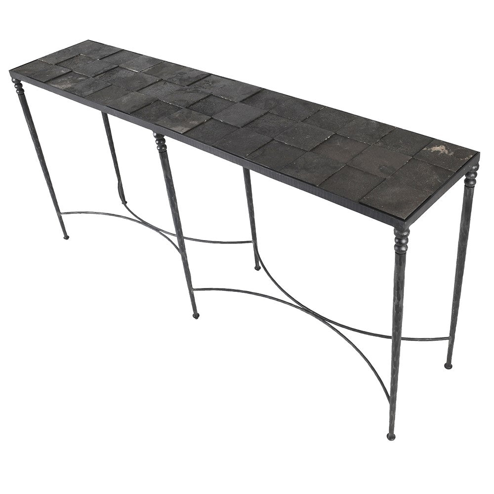 Elegant Blue Stone Squares Console Table - LUXONAS