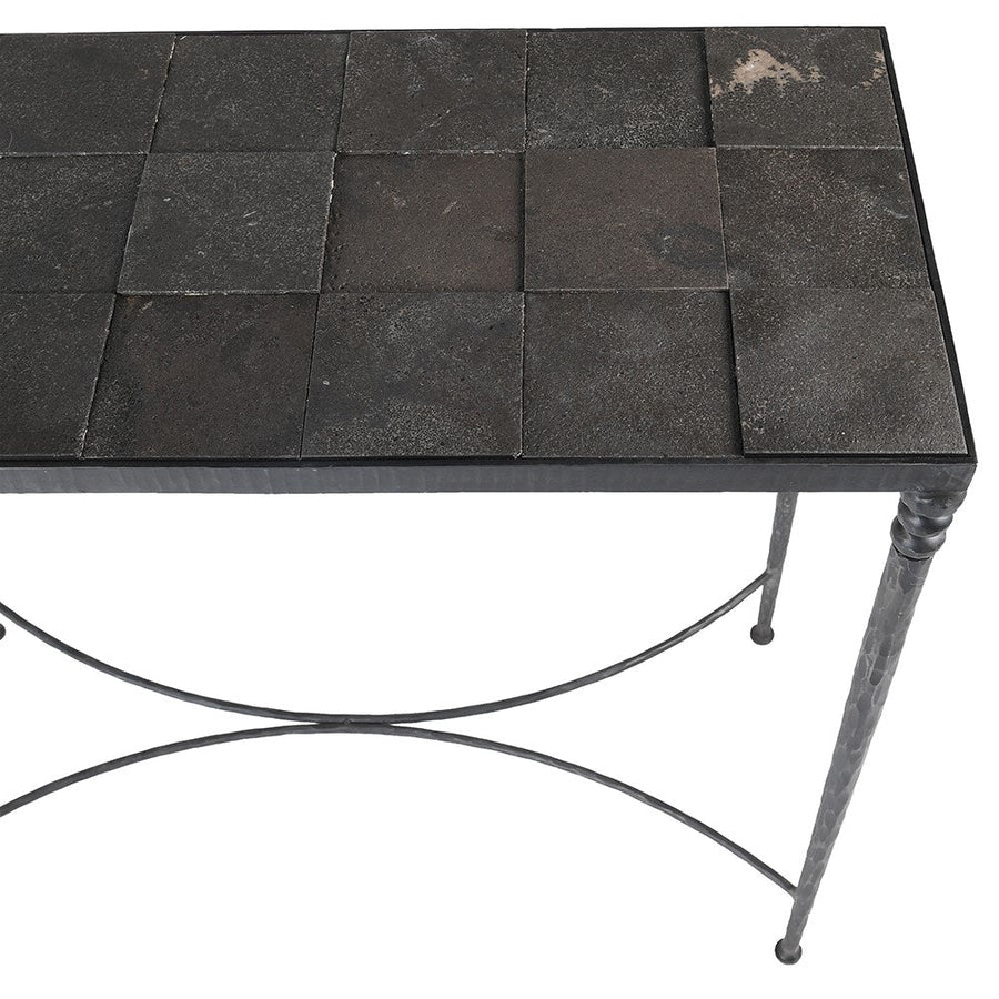 Elegant Blue Stone Squares Console Table