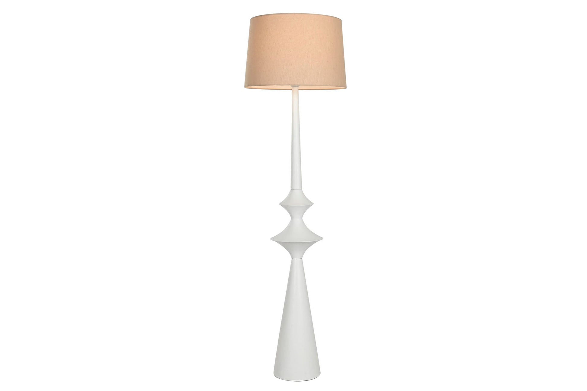 Elegant Ceramic White Floor Lamp with Cream Linen Shade - LUXONAS