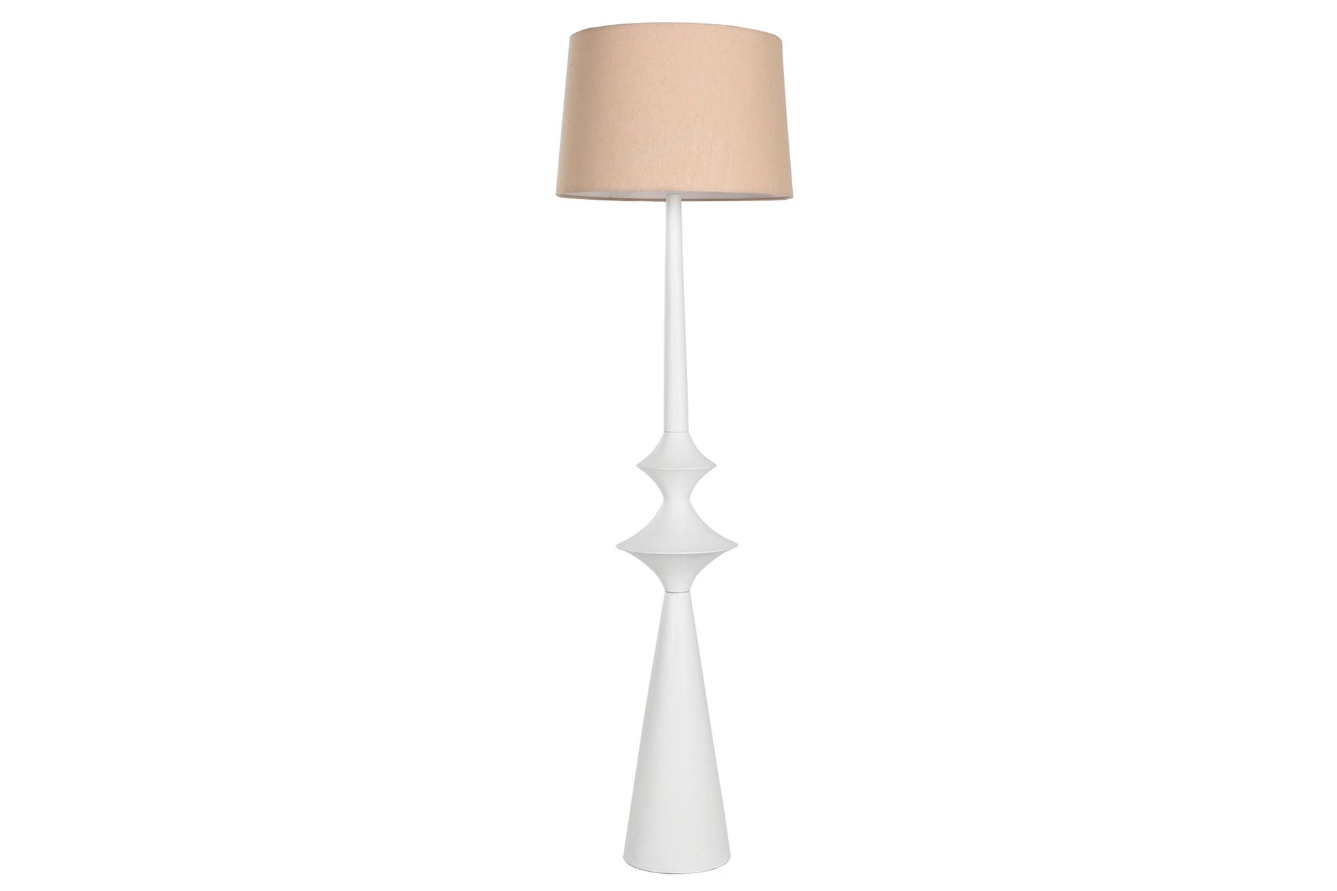 Elegant Ceramic White Floor Lamp with Cream Linen Shade - LUXONAS