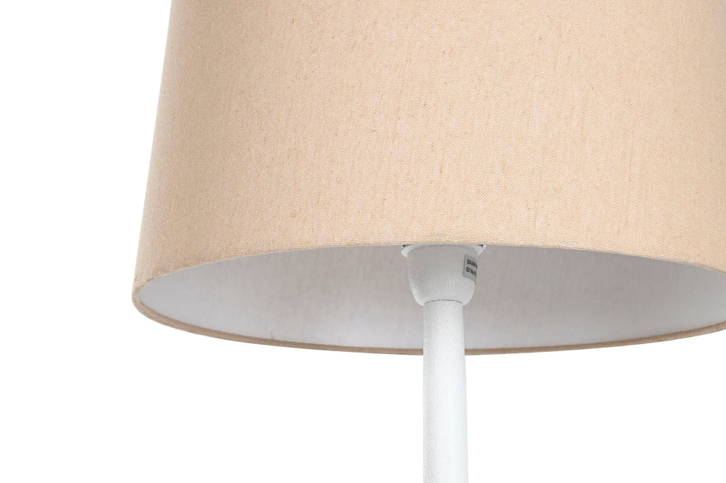 Elegant Ceramic White Floor Lamp with Cream Linen Shade - LUXONAS