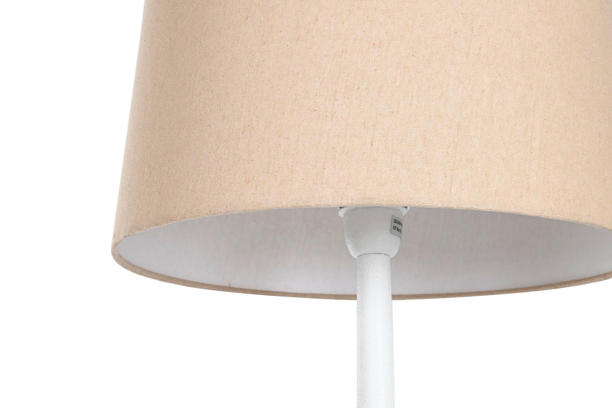 Elegant Ceramic White Floor Lamp with Cream Linen Shade - LUXONAS