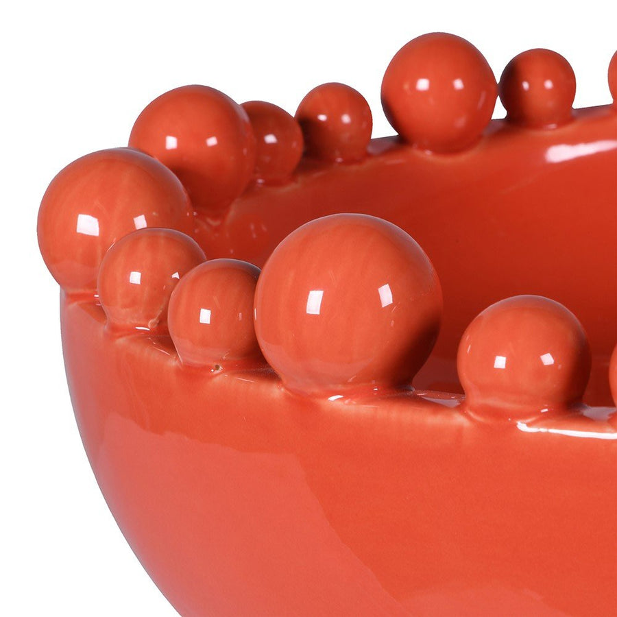 Elegant Clementine Ceramic Bowl with Decorative Rim Accent Balls