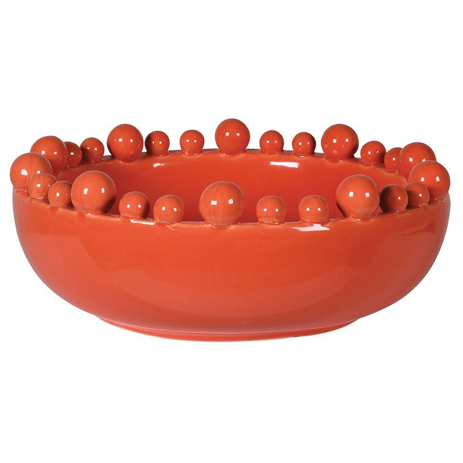 Elegant Clementine Ceramic Bowl with Decorative Rim Accent Balls