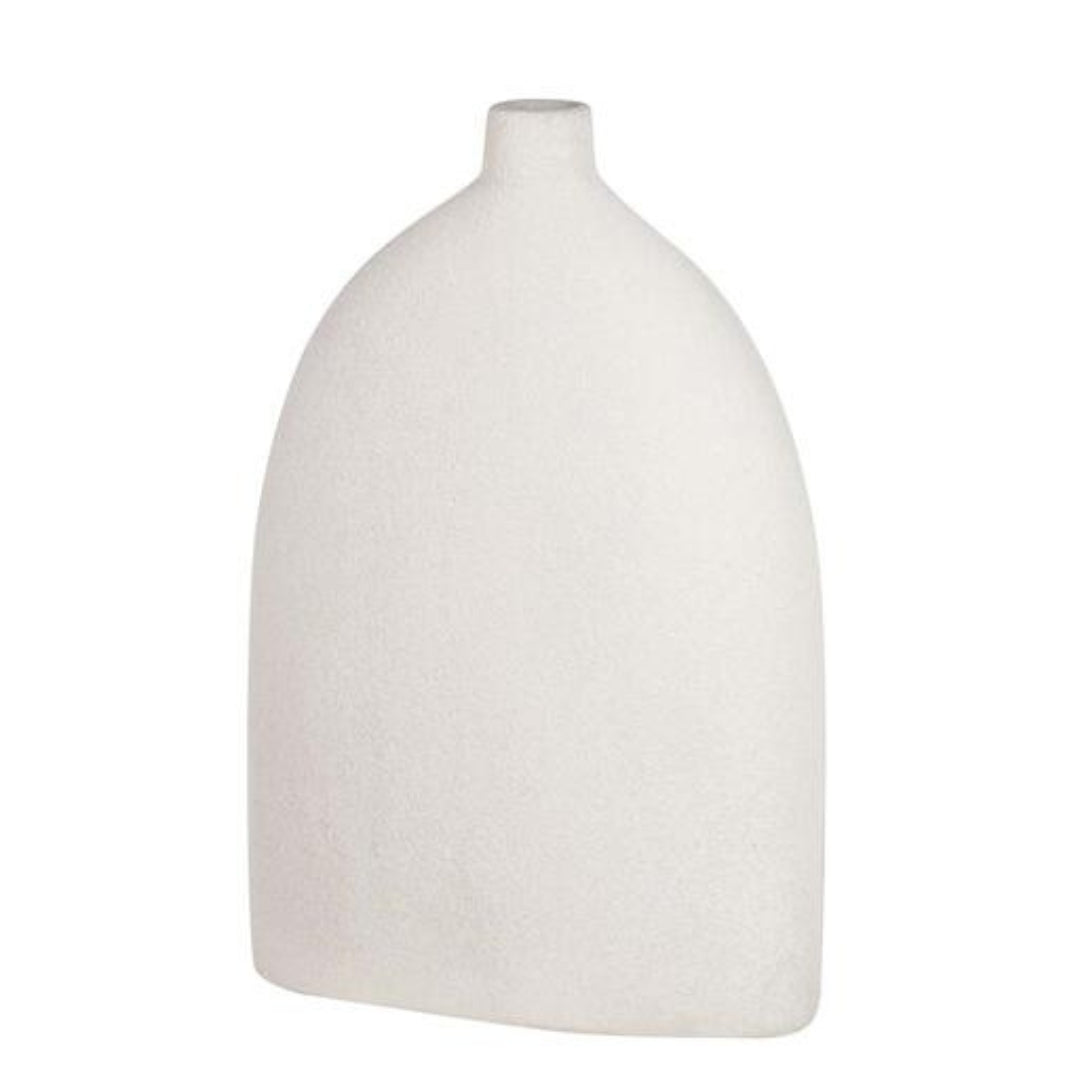 Elegant Flat White Ceramic Vase