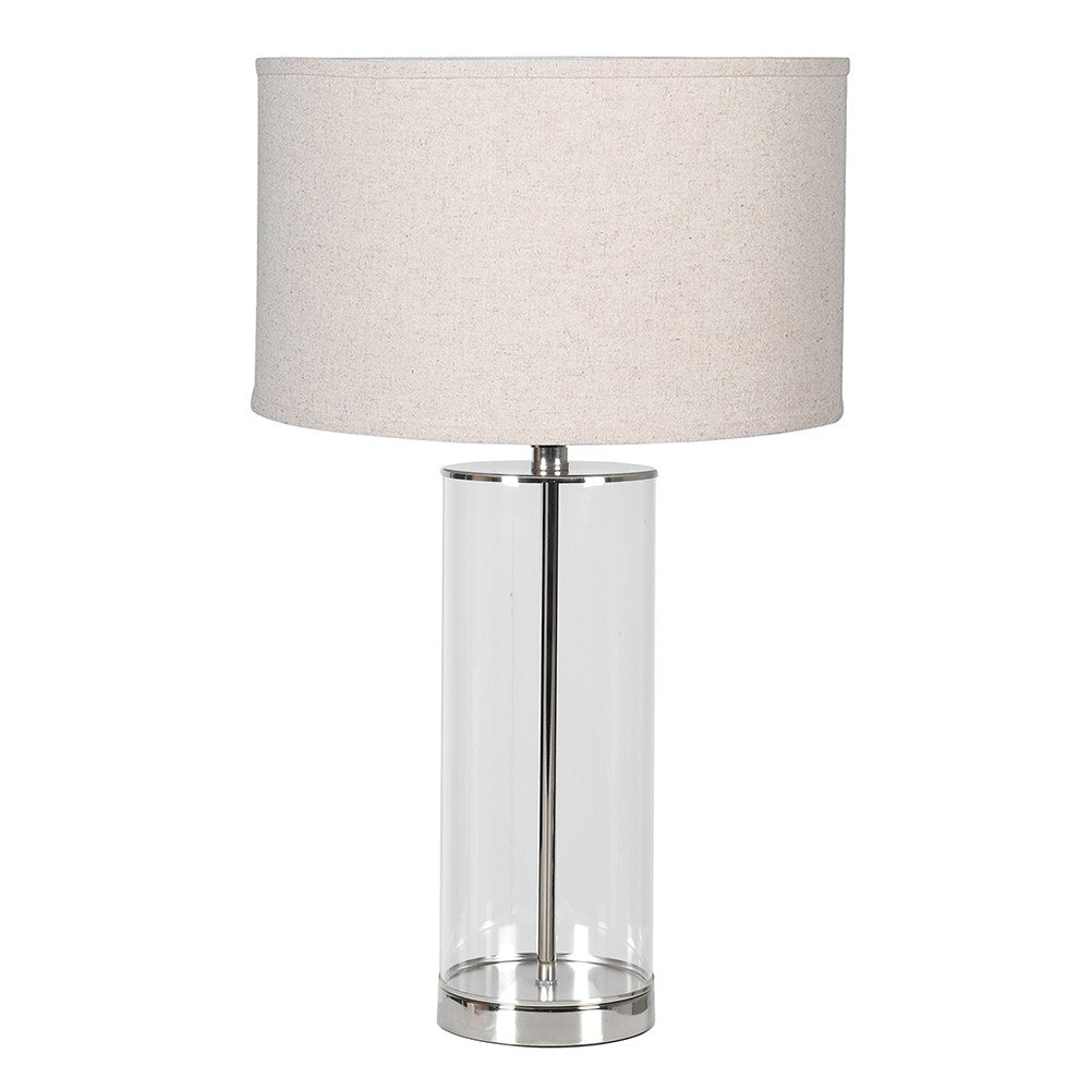 Elegant Glass Table Lamp with Linen Shade