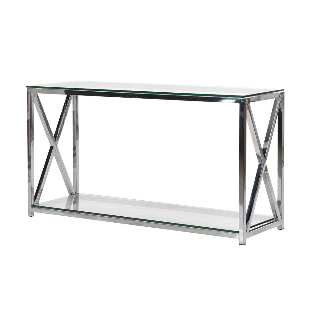 Elegant Glass & Steel Console Table - LUXONAS