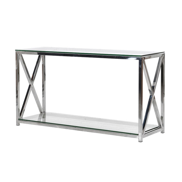 Elegant Glass & Steel Console Table