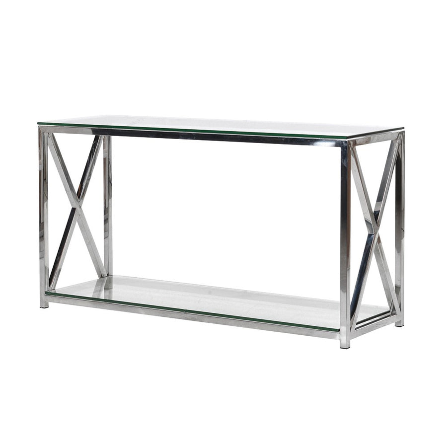 Elegant Glass & Steel Console Table