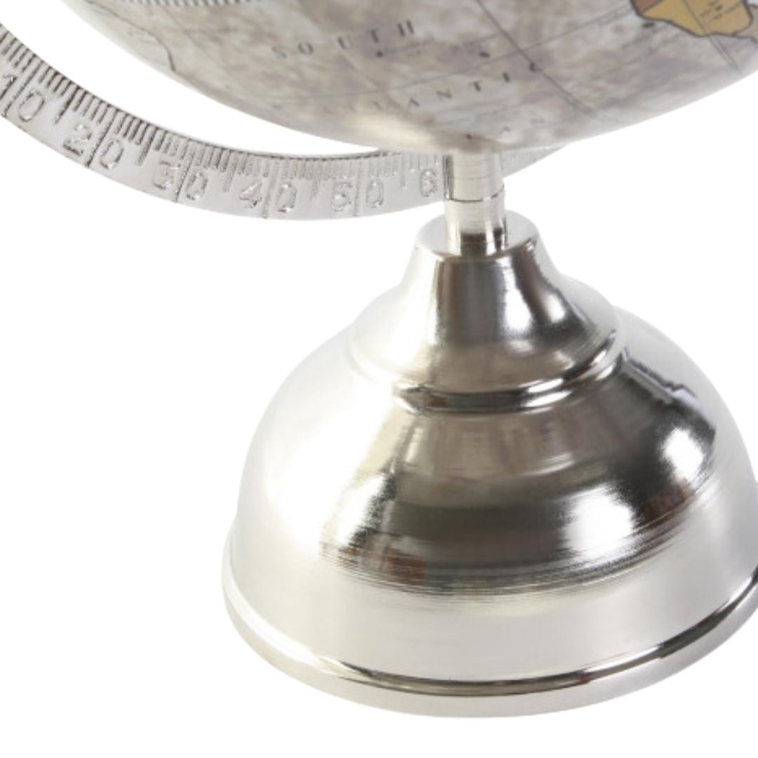 Elegant Globe on Silver Base - Decorative World Globe - LUXONAS