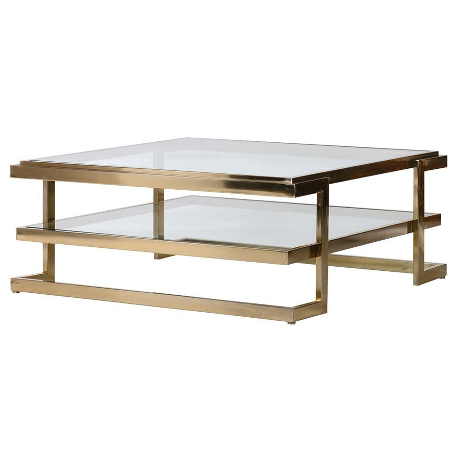 Elegant Gold Coffee Table with Shelf - Stylish and Functional