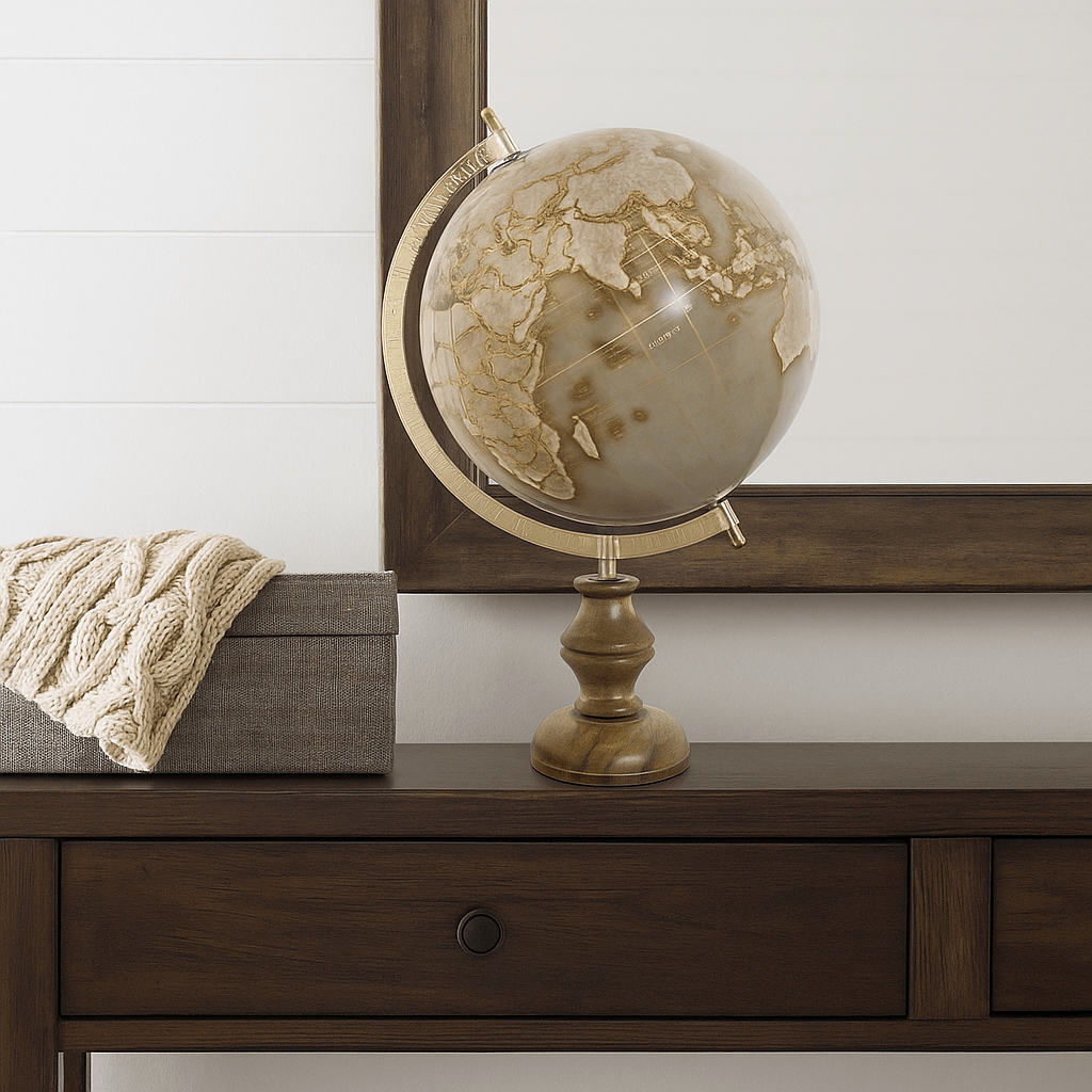 Elegant Golden Globe on Tall Base - LUXONAS