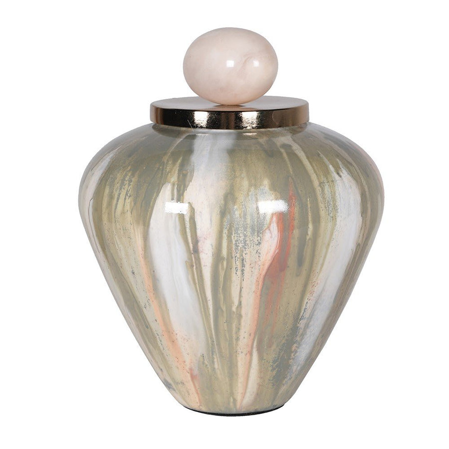 Elegant Green Jewel Lidded Jar for Home Decor