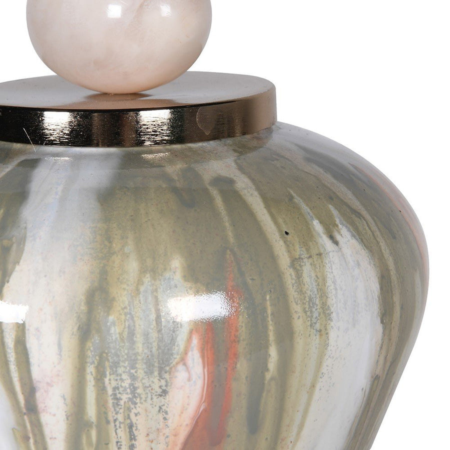 Elegant Green Jewel Lidded Jar for Home Decor