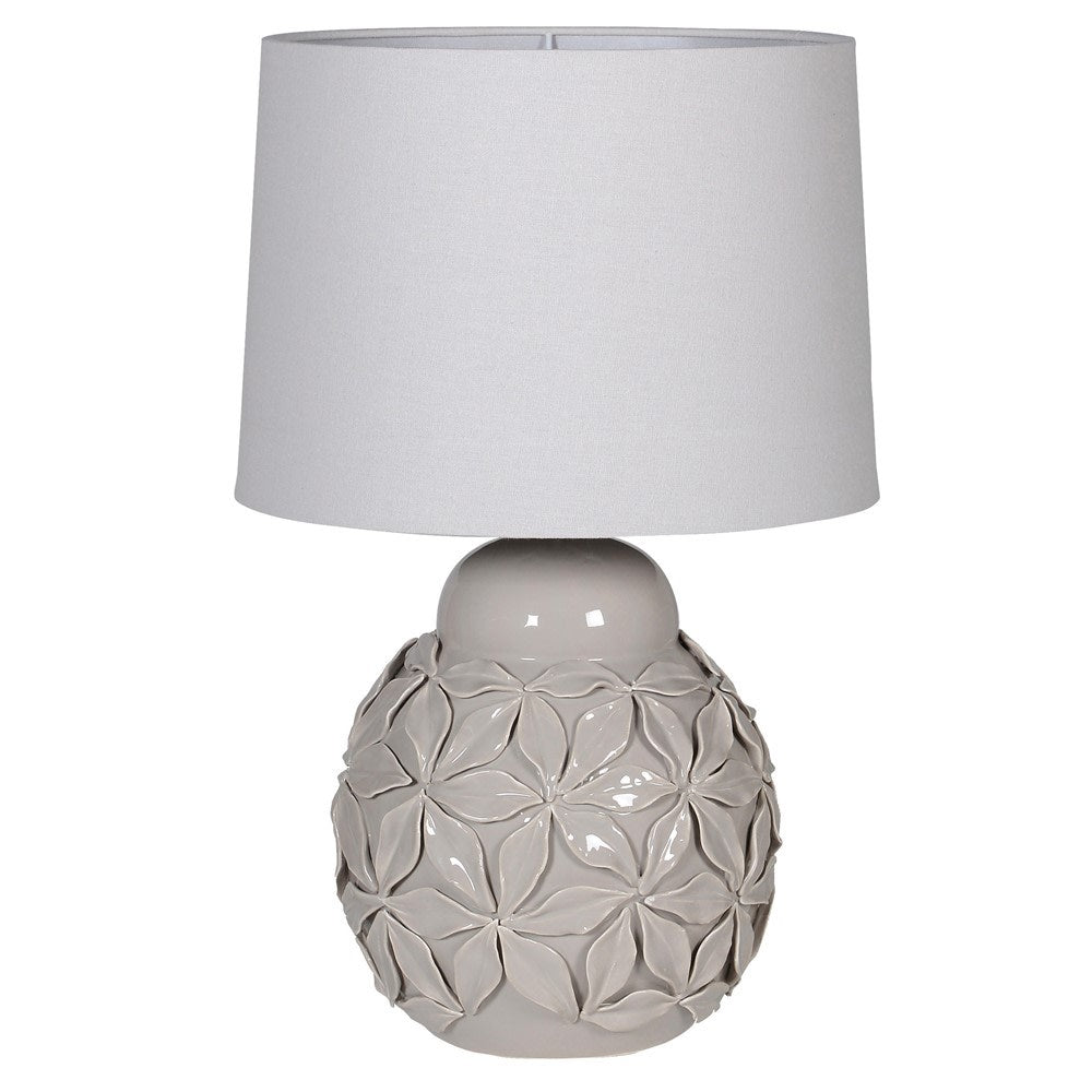 Elegant Grey Flower Lamp with Shade