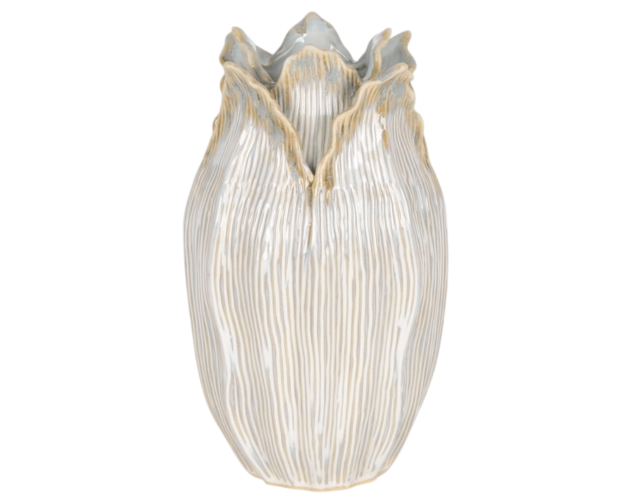 Elegant Tall Flower Ceramic Vase in Cream - LUXONAS