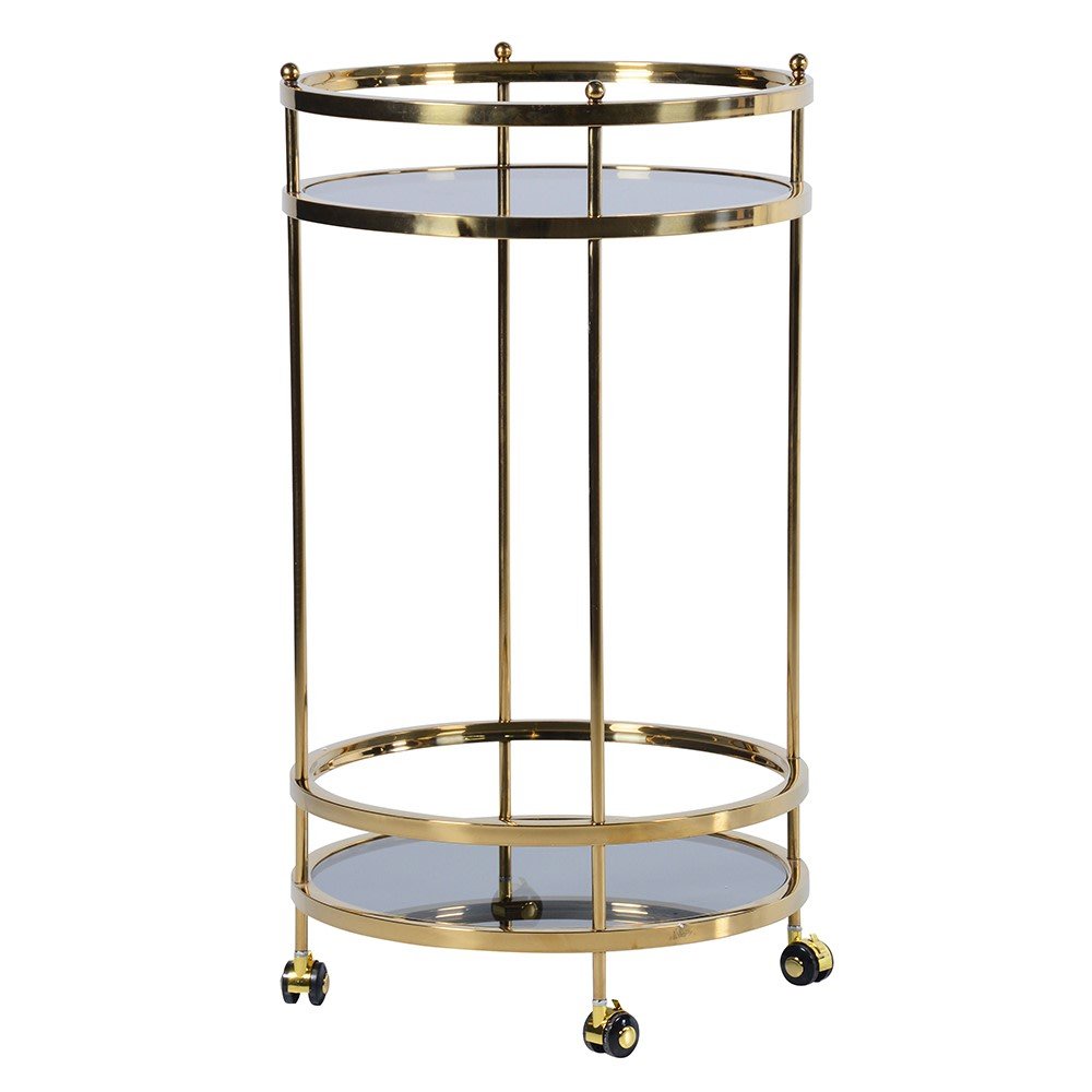 Elegant Tiered Gold Glass Trolley for Stylish Entertaining