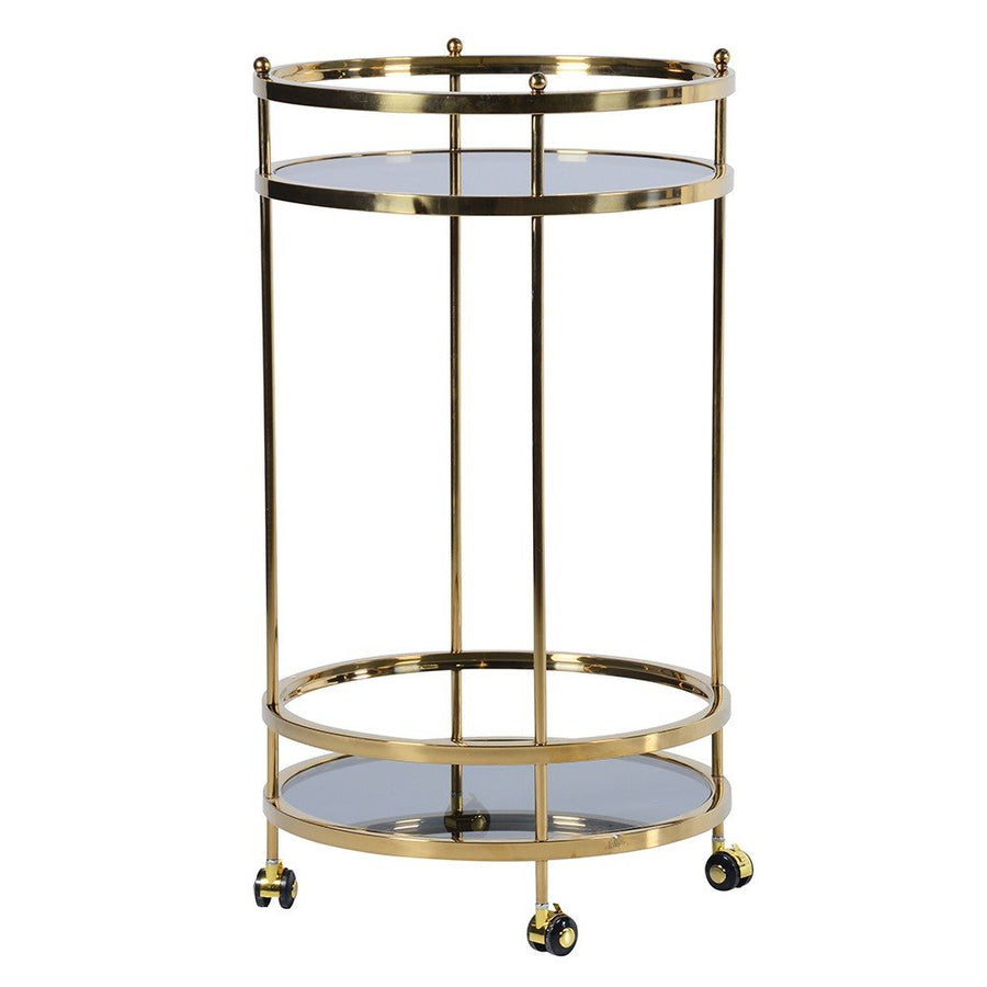 Elegant Tiered Gold Glass Trolley for Stylish Entertaining