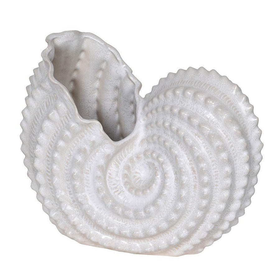 Elegant White Ceramic Shell Vase - Timeless Home Decor