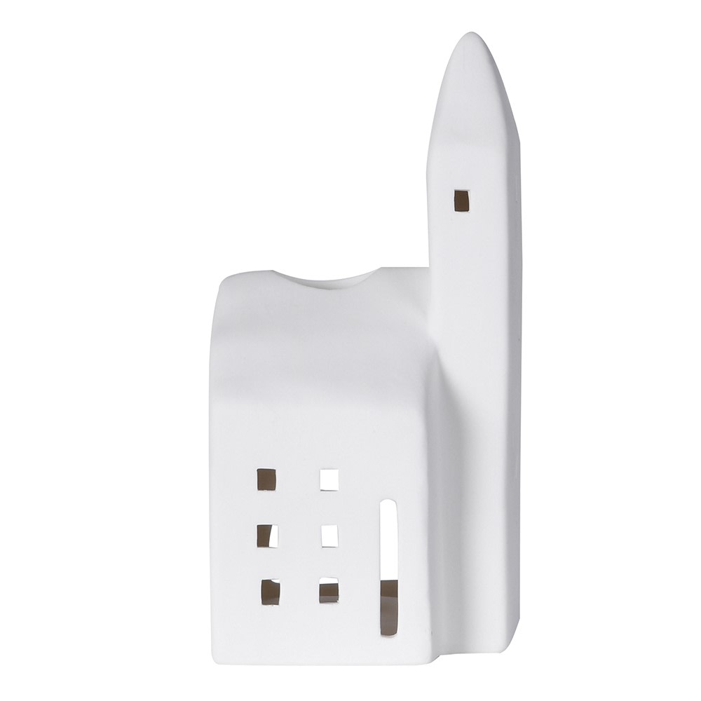 Elegant White Church T Light Holder – Porcelain Home Decor - LUXONAS