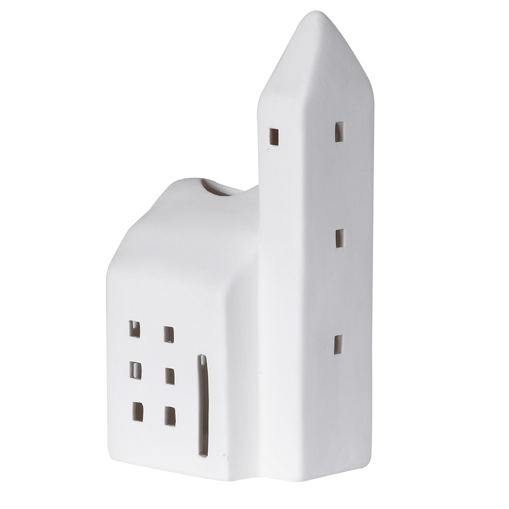 Elegant White Church T Light Holder – Porcelain Home Decor - LUXONAS