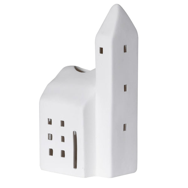 Elegant White Church T Light Holder – Porcelain Home Decor